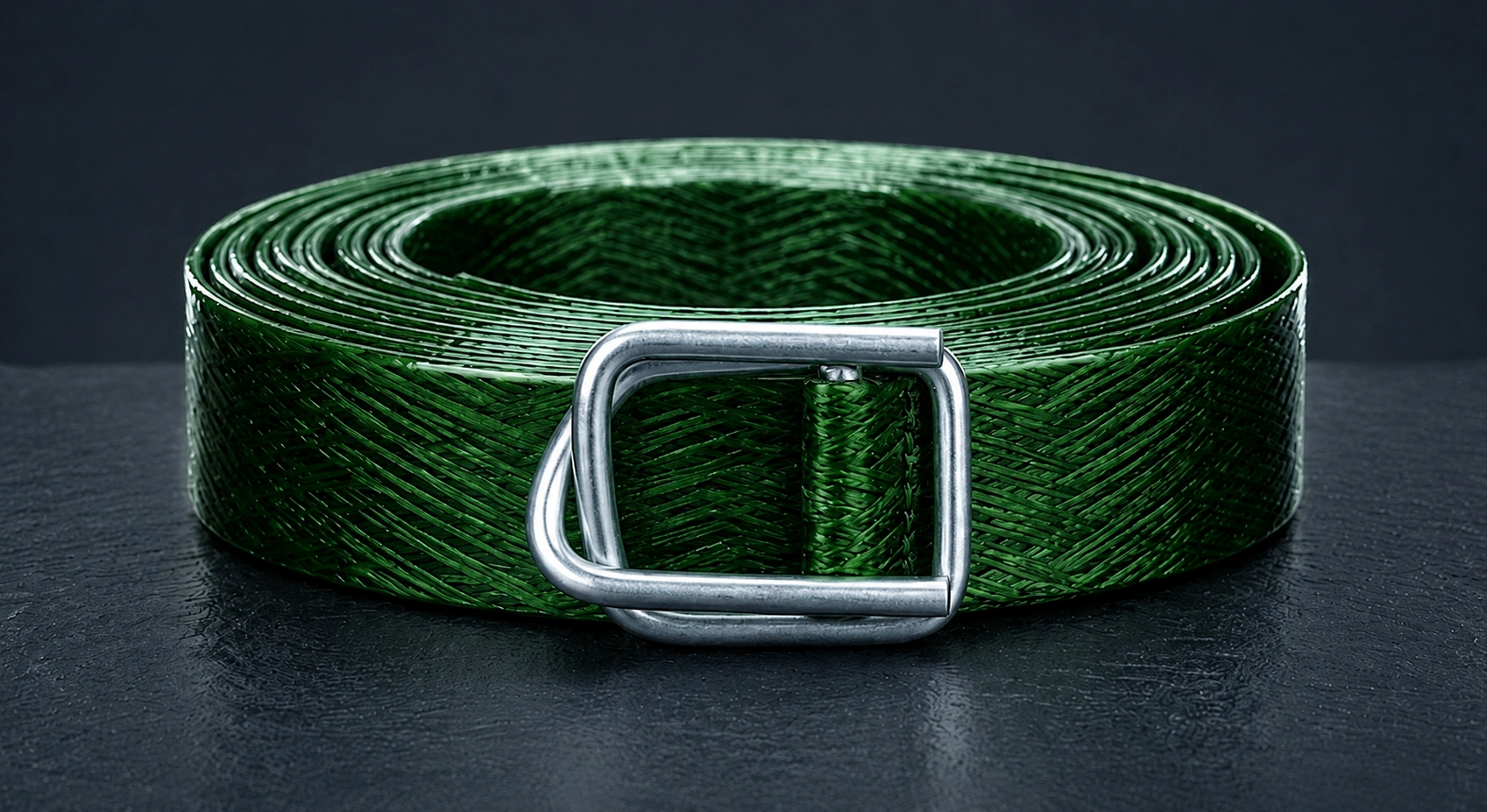 Polyester composite cord strap threaded in hot-dip galvanized wire buckle